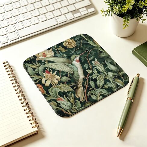 Sage Green Floral Hummingbird Mouse Pad, William Morris Inspired Floral Humming Bird Mouse Pads for Home Office Dorm Computers Laptop Supplies Desk Accessories, 9.5x7.9 Inch in Kuwait