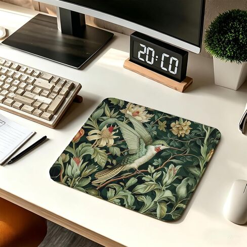 Sage Green Floral Hummingbird Mouse Pad, William Morris Inspired Floral Humming Bird Mouse Pads for Home Office Dorm Computers Laptop Supplies Desk Accessories, 9.5x7.9 Inch in Kuwait