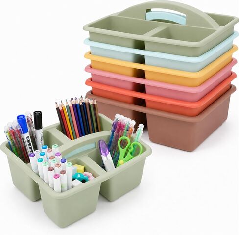 6 Pack Assorted Colors Classrooms Caddy 4 Compartment Classroom Caddy Compartment Caddies Set Table Caddies Classrooms with Handle for Classroom Organization Table Desk Office Supplies(Pastel) in Saudi Arabia