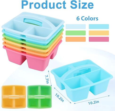 6 Pack Assorted Colors Classrooms Caddy 4 Compartment Classroom Caddy Compartment Caddies Set Table Caddies Classrooms with Handle for Classroom Organization Table Desk Office Supplies(Pastel) in Saudi Arabia