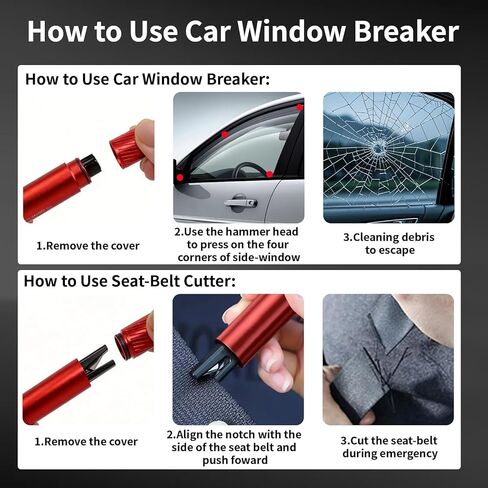 3Pcs Safe Hammer 2 in 1 car Window Breaker Tool, Upgraded Window Breaker Seatbelt Cutter for Men Women, Essential Car Emergency Kits for Vehicles in Saudi Arabia
