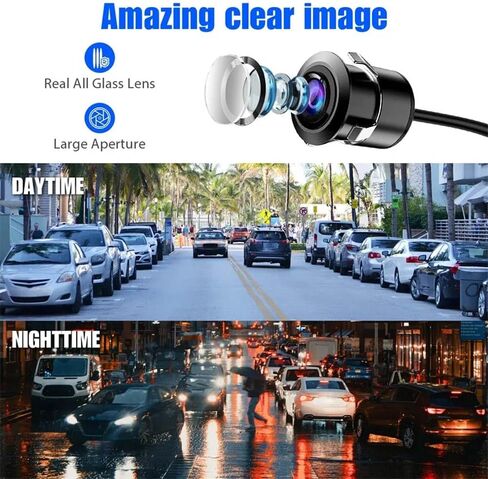 Car Backup Camera 18.5mm Flush Mount/Bracket 2 in 1 Installation-Waterproof Reverse Parking Camera Rear View for Vehicle SUV RV Pickup, 12V/24V CVBS in Saudi Arabia