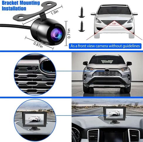 Car Backup Camera 18.5mm Flush Mount/Bracket 2 in 1 Installation-Waterproof Reverse Parking Camera Rear View for Vehicle SUV RV Pickup, 12V/24V CVBS in Saudi Arabia