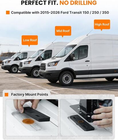 رف سلم مناسب لسيارة Ford Transit 150 250 350 رف سقف شاحنة البضائع مع عاكس الرياح in Kuwait
