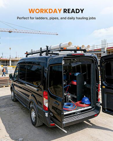 رف سلم مناسب لسيارة Ford Transit 150 250 350 رف سقف شاحنة البضائع مع عاكس الرياح in Kuwait