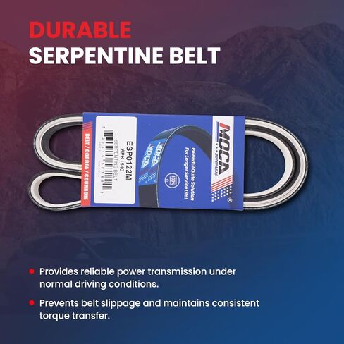 MOCA 6PK1540 Fabric Faced Serpentine Belt Fit for BMW 2001-2006 325Ci 330Ci 2.5L, 2001-2006 X5 3.0L, 2001-2005 320i 2.2L, 2001-2005 330i 3.0L, for Toyota 1998-2002 Corolla 1.8L in Kuwait