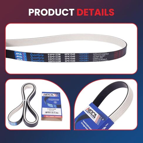 MOCA 6PK1540 Fabric Faced Serpentine Belt Fit for BMW 2001-2006 325Ci 330Ci 2.5L, 2001-2006 X5 3.0L, 2001-2005 320i 2.2L, 2001-2005 330i 3.0L, for Toyota 1998-2002 Corolla 1.8L in Kuwait