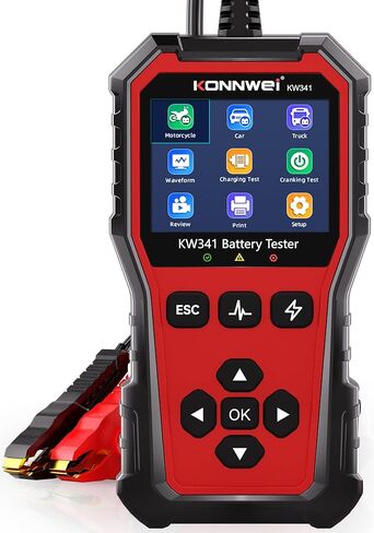 KONNWEI KW341 Car Battery Tester 6V 12V 24V Automotive Battery Load Tester Digital Battery Analyzer for Motorcycle Car Truck, Test SOH SOC CCA Resistance Voltage, Cranking Charging System Print in Kuwait