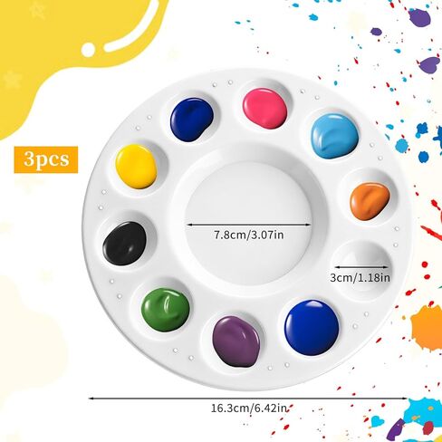 Paint Brushes Palette Set, 10PCS Black Paint Brushes & 3PCS Round Plastic Paint-Palettes, Nylon Hair Paintbrush (Assorted Sizes & Shapes) for Acrylic, Oil, Watercolor, Gouache, Tempera, Body Painting in Kuwait
