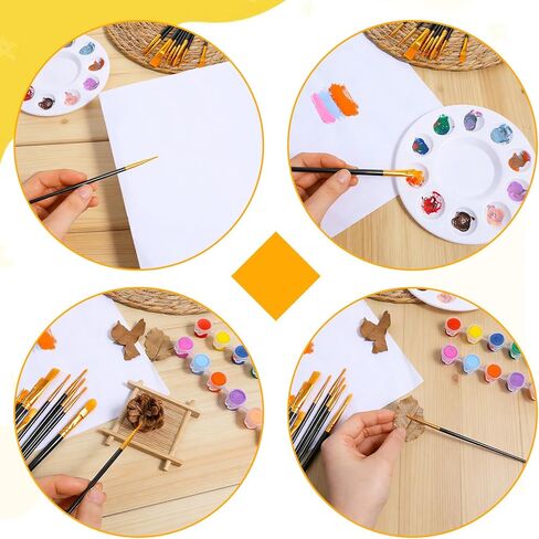 Paint Brushes Palette Set, 10PCS Black Paint Brushes & 3PCS Round Plastic Paint-Palettes, Nylon Hair Paintbrush (Assorted Sizes & Shapes) for Acrylic, Oil, Watercolor, Gouache, Tempera, Body Painting in Kuwait