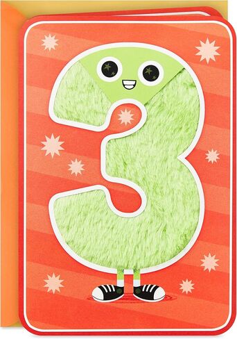 Hallmark 3rd Birthday Card for Kids (Fuzzy Number) in Saudi Arabia