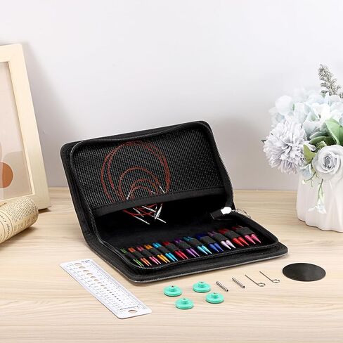 Hoowen Short Interchangeable Knitting Needles Set, 2-Inch Metal Circular Knitting Needles Kit for Beginners, 12 Pairs, Size US 2.5, 3, 4, 5, 6, 7, 8, 9, 10, 10.5, 11 with Case, Cables & Accessories in Saudi Arabia