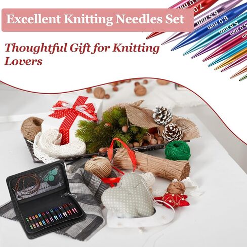 Hoowen Short Interchangeable Knitting Needles Set, 2-Inch Metal Circular Knitting Needles Kit for Beginners, 12 Pairs, Size US 2.5, 3, 4, 5, 6, 7, 8, 9, 10, 10.5, 11 with Case, Cables & Accessories in Saudi Arabia