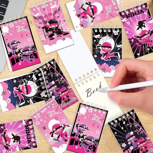 122PCS Girl Ninja Party Favors Set, 50 Stickers, 12 Assemble Stickers, 12 Button Badges, 12 Mini Notepads, 12 Slap Bracelets, 12 Rubber Bracelets, 12 Goodie Bags for Ninja Master Princess Baby Shower in Saudi Arabia