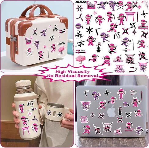 122PCS Girl Ninja Party Favors Set, 50 Stickers, 12 Assemble Stickers, 12 Button Badges, 12 Mini Notepads, 12 Slap Bracelets, 12 Rubber Bracelets, 12 Goodie Bags for Ninja Master Princess Baby Shower in Saudi Arabia