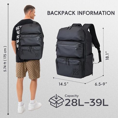 Vacuum Seal Travel Backpack Men with Vacuum System Pump Air Compression Bags for Travel, Expandable Capacity Water Resistant, Carry-On Luggage Backpack Black (Vacuum Pump Included) in Saudi Arabia
