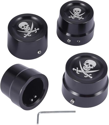 4Pcs CNC Motorcycle Axle Nut Protective Cover Set Skull Aluminum Alloy Custom Caps for Harley Davidson Touring, Dyna, Softail, Sportster XL 883 1200 V-Rod Front and Rear Wheel (Skull Style B) in Saudi Arabia