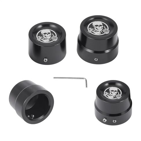 4Pcs CNC Motorcycle Axle Nut Protective Cover Set Skull Aluminum Alloy Custom Caps for Harley Davidson Touring, Dyna, Softail, Sportster XL 883 1200 V-Rod Front and Rear Wheel (Skull Style B) in Kuwait