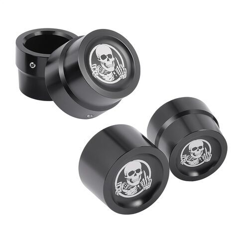 4Pcs CNC Motorcycle Axle Nut Protective Cover Set Skull Aluminum Alloy Custom Caps for Harley Davidson Touring, Dyna, Softail, Sportster XL 883 1200 V-Rod Front and Rear Wheel (Skull Style B) in Kuwait