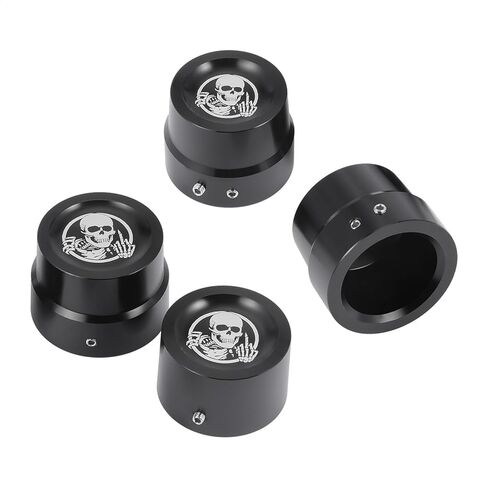 4Pcs CNC Motorcycle Axle Nut Protective Cover Set Skull Aluminum Alloy Custom Caps for Harley Davidson Touring, Dyna, Softail, Sportster XL 883 1200 V-Rod Front and Rear Wheel (Skull Style B) in Kuwait