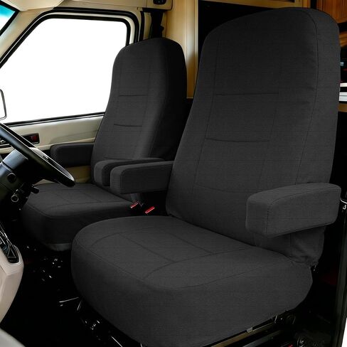 2-Pack Durable Knitted Mesh Fabric RV Seat Covers for Captains Chairs,Motorhome Seat Covers for Class-A RV Seat with Side Storage Pockets - Black in Saudi Arabia