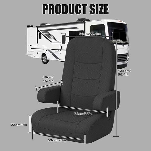 2-Pack Durable Knitted Mesh Fabric RV Seat Covers for Captains Chairs,Motorhome Seat Covers for Class-A RV Seat with Side Storage Pockets - Black in Saudi Arabia