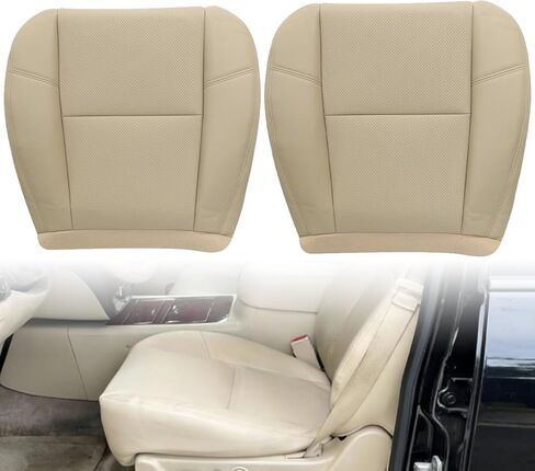 Priprilod Tan #333 313 Leather Perforated Driver & Passenger Side Bottom Seat Cover Fit for Tahoe Suburban Yukon Denali XL 2007-2014 Fit for Cadillac 2009 2010 2011 2012 2013 2014 in Kuwait