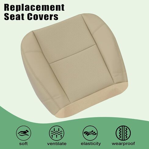 Priprilod Tan #333 313 Leather Perforated Driver & Passenger Side Bottom Seat Cover Fit for Tahoe Suburban Yukon Denali XL 2007-2014 Fit for Cadillac 2009 2010 2011 2012 2013 2014 in Kuwait