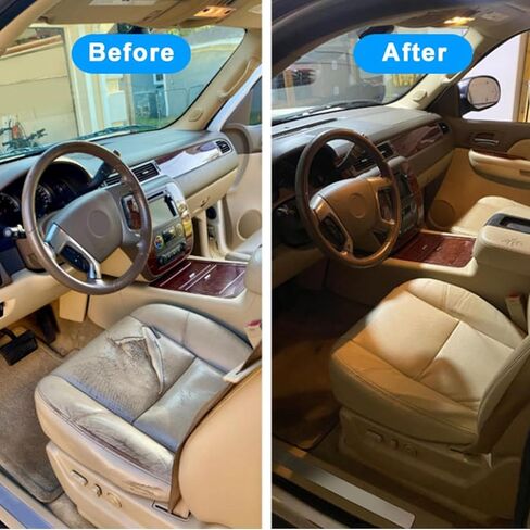Priprilod Tan #333 313 Leather Perforated Driver & Passenger Side Bottom Seat Cover Fit for Tahoe Suburban Yukon Denali XL 2007-2014 Fit for Cadillac 2009 2010 2011 2012 2013 2014 in Kuwait