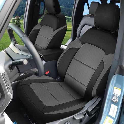 غطاء مقعد أمامي وخلفي متوافق مع 2021-2025 Ford Bronco 4 أبواب، غطاء مقعد السائق والراكب مبطن بالنيوبرين والفوم مقاوم للماء in Kuwait