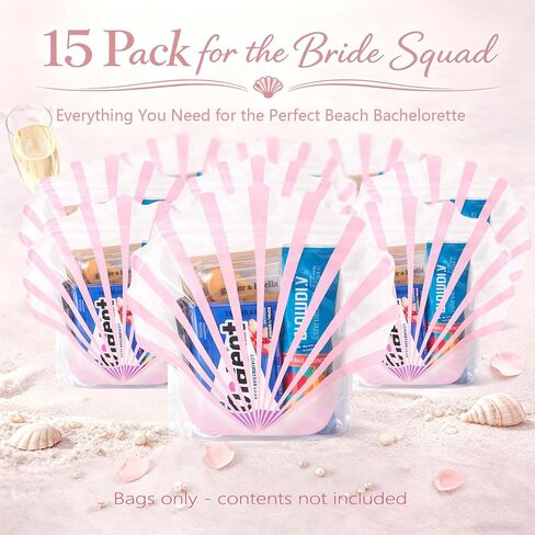Luvlewen 15pcs Seashell Bags, Hangover Recovery Kit Bags, Beach Party Favor Bags in Saudi Arabia
