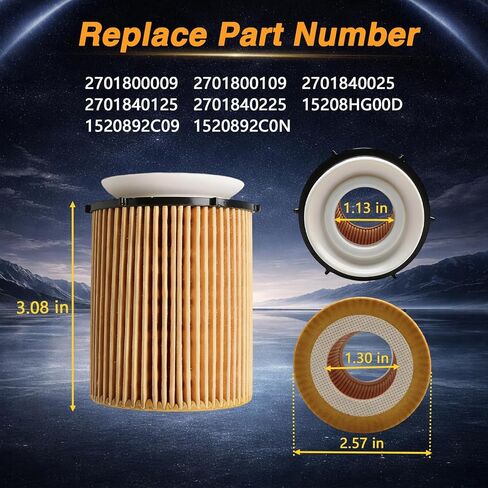 2 Pcs Engine Oil Filters with O-rings Compatible with Mercedes-Benz A220 C300 C350e CLA250 E300 GLC350e Metris SLC300 Infiniti Q50 Q60 QX30 2.0L L4 Replace#: 2701800109 in Kuwait