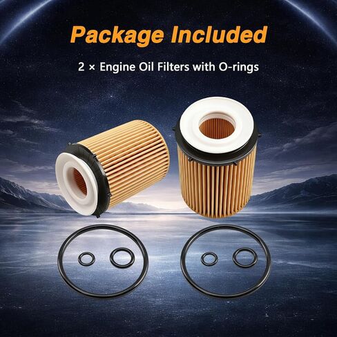 2 Pcs Engine Oil Filters with O-rings Compatible with Mercedes-Benz A220 C300 C350e CLA250 E300 GLC350e Metris SLC300 Infiniti Q50 Q60 QX30 2.0L L4 Replace#: 2701800109 in Kuwait
