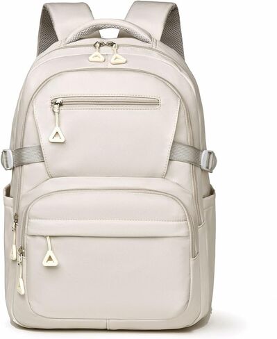 Preppy Aesthetic Large Laptop Backpack Y2K Vintage College Daypack for Travel Work Lightweight Waterproof Commute Bag (Beige) in Saudi Arabia