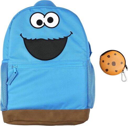 INTIMO Sesame Street Backpack Cookie Monster Character 16" Book Bag with Keychain Cookie Tech Coin Pouch in Kuwait