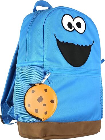 INTIMO Sesame Street Backpack Cookie Monster Character 16" Book Bag with Keychain Cookie Tech Coin Pouch in Kuwait