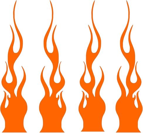 4PCS Flame Reflective Sticker,Car Flame Decals,Waterproof Self Adhesive Racing Sports Stripe Decal,DIY Car Stickers for Motorcycle Racing Mirror Motorcycle Helmet (Orange) in Kuwait