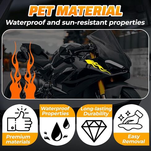 4PCS Flame Reflective Sticker,Car Flame Decals,Waterproof Self Adhesive Racing Sports Stripe Decal,DIY Car Stickers for Motorcycle Racing Mirror Motorcycle Helmet (Orange) in Kuwait