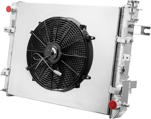 السيارات استبدال مشعات المحرك 3 صف المبرد الكفن مروحة ل دودج رام 1500 2500 3500 بيك اب 3.7L 4.7L 5.7L 2009-2018 مروحة مشعاع ألومنيوم in Kuwait