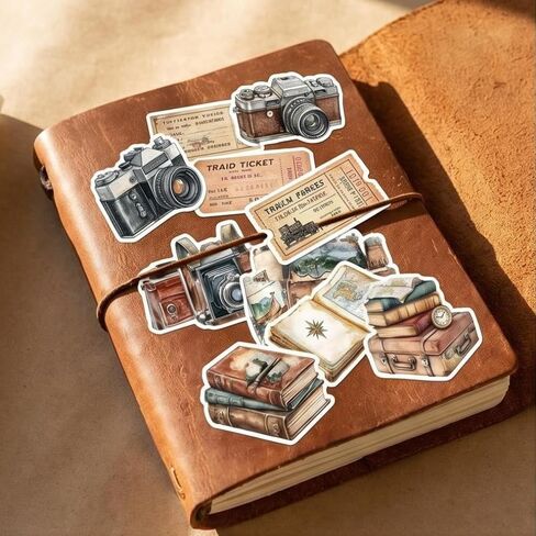 50PCS Vintage Travel Adventure Clear Scrapbook Stickers – Travel Stickers for Scrapbooking, Waterproof Decorative Antique Decals for Journaling, Luggage, Laptop, Art Ablum Supplies in Kuwait