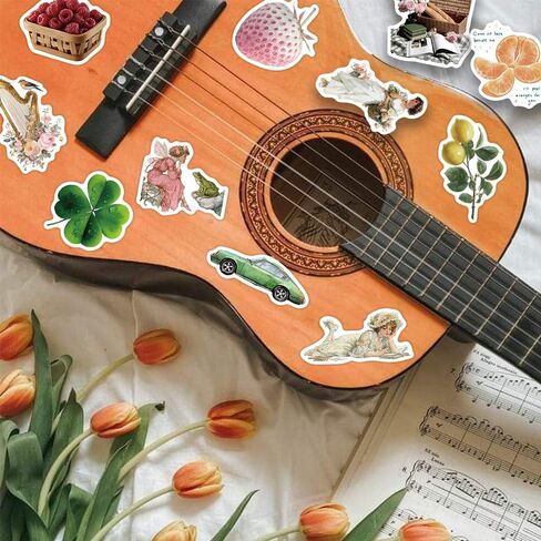 100PCS Cute Flowers Stickers Pack, Vintage Scrapbook Aesthetic Sticker for Adults Girls, Waterproof Retro DIY Vinyl Decals for Diary, Water Bottles, Planner, Journaling, Laptop, Guitar, Luggage, Phone in Saudi Arabia