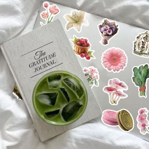 100PCS Cute Flowers Stickers Pack, Vintage Scrapbook Aesthetic Sticker for Adults Girls, Waterproof Retro DIY Vinyl Decals for Diary, Water Bottles, Planner, Journaling, Laptop, Guitar, Luggage, Phone in Saudi Arabia