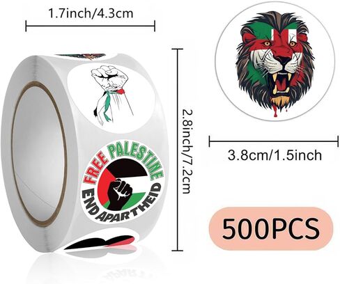 500 قطعة من ملصقات فلسطين المجانية - 8 حامل الحرية مع ملصق أعلام فلسطين - سهل الالتصاق وقابل للإزالة لدفاتر القصاصات اليدوية والنافذة والمراهقين والطلاب والمعلمين in Kuwait