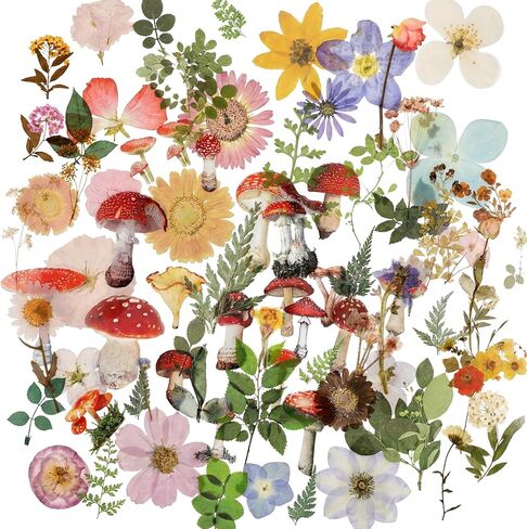 160 PCS Vintage Flower Stickers Plant Stickers Leaf and Mushroom Sticker for DIY Art Journals Scrapbook Planner Album Photo Decorations in Saudi Arabia