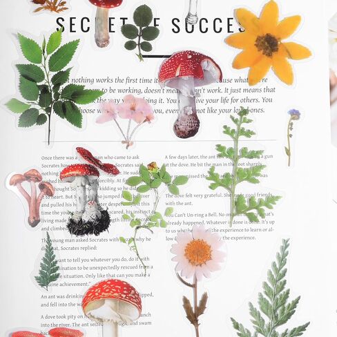 160 PCS Vintage Flower Stickers Plant Stickers Leaf and Mushroom Sticker for DIY Art Journals Scrapbook Planner Album Photo Decorations in Saudi Arabia