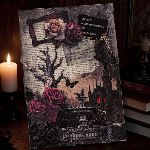ملصقات بطاقات سميكة عتيقة من Mayplous Dark Gothic وحزمة ورق مجمعة، لوازم حرفية يومية غامضة للمجلة غير المرغوب فيها، ديكور مخطط، فن DIY، ديكو الألبوم، مصنوعات ورقية (إيلينا) in Saudi Arabia