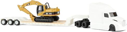 Diecast Masters Caterpillar Diecast Toy Replicas – 1:87 Scale White Peterbilt 579 Tractor with Lowboy Trailer and Cat 315C Excavator | Model 84423 in Kuwait