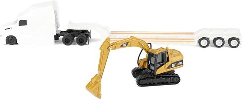 Diecast Masters Caterpillar Diecast Toy Replicas – 1:87 Scale White Peterbilt 579 Tractor with Lowboy Trailer and Cat 315C Excavator | Model 84423 in Kuwait