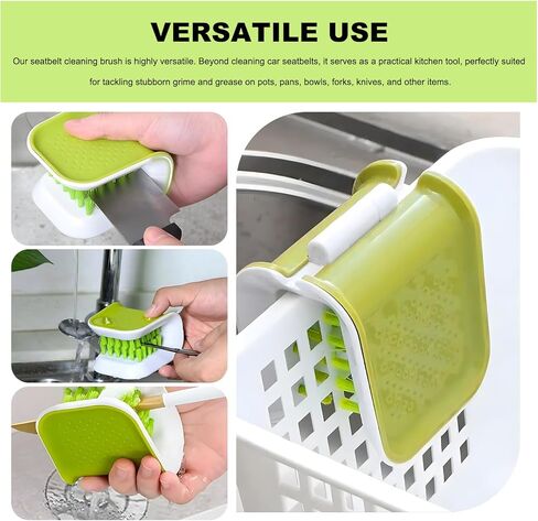 Sun Walker Car Seat Belt Cleaning Brush, Non-Slip Double-Sided Bristle Seatbelt Detailing Tool, Multifunctional Closable Safety Belt Washing Brush Kitchen Tableware Cleaner in Kuwait