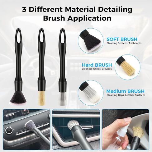 17Pcs Car Cleaning Kit Windshield Cleaner Tool with 3 Extra Microfiber Pads Car Interior Detailing Brushes Dash Duster & Microfiber Towels All-in-One Car Cleaning Supplies for Women Men in Saudi Arabia